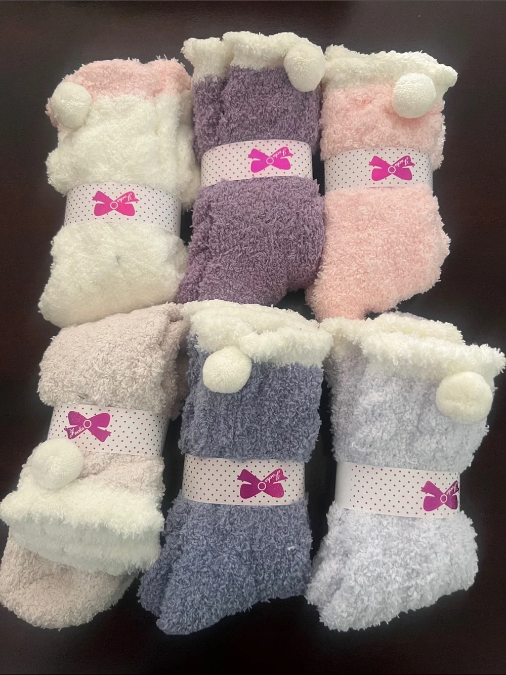 Plush Light Blue Kids Fuzzy Sock with Pom Detail